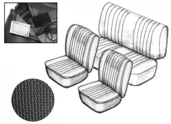Sitzbezug Set schwarz ohne Kopfteil grobmaschig Bild 1